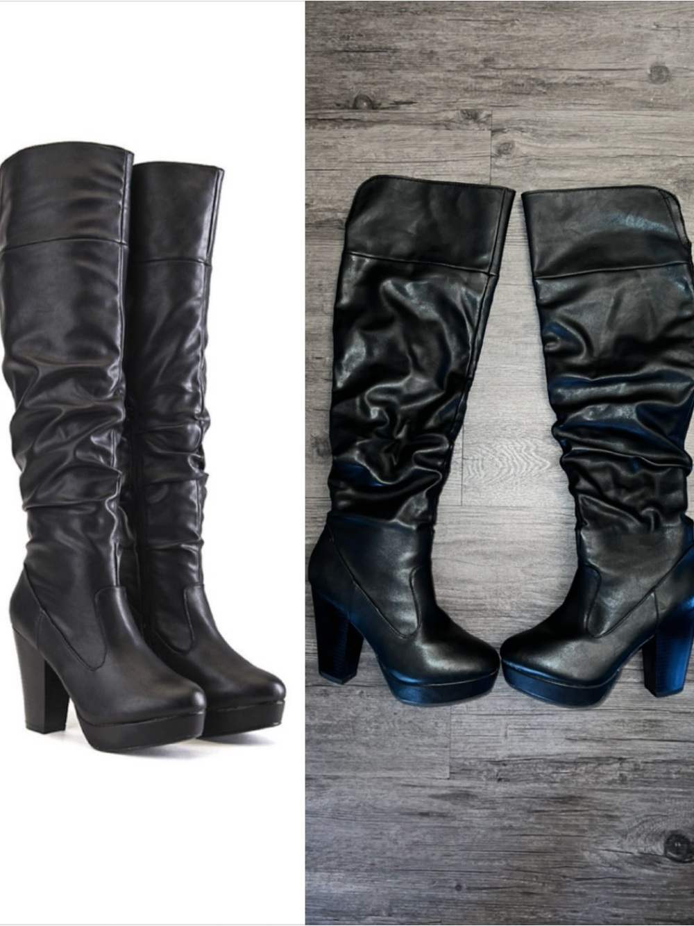 Bamboo Huxley 13 Black Knee-High Platform Heeled Boots Womens 7 6.5 37 Huxley-13